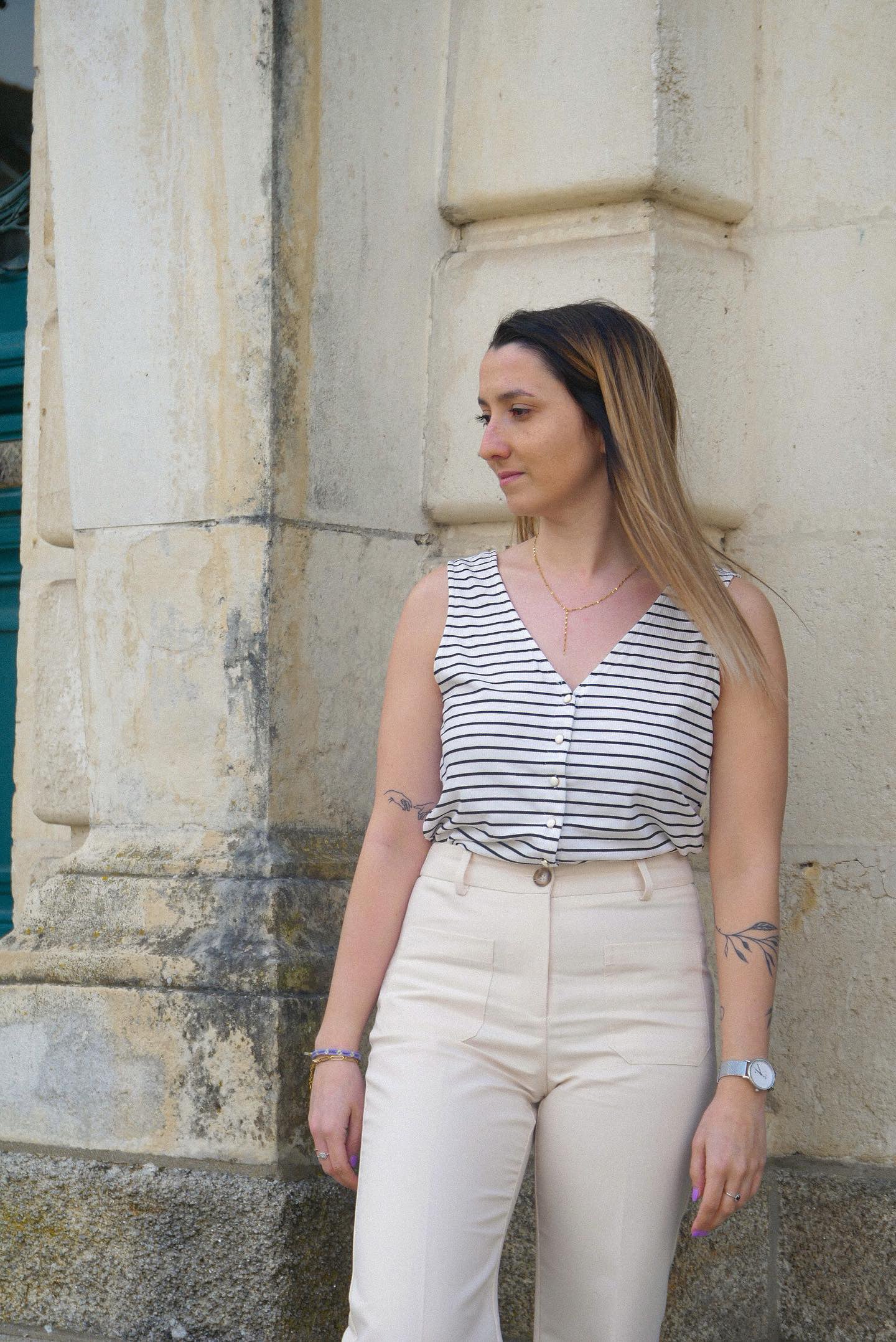 Top marinière noir Dorothée