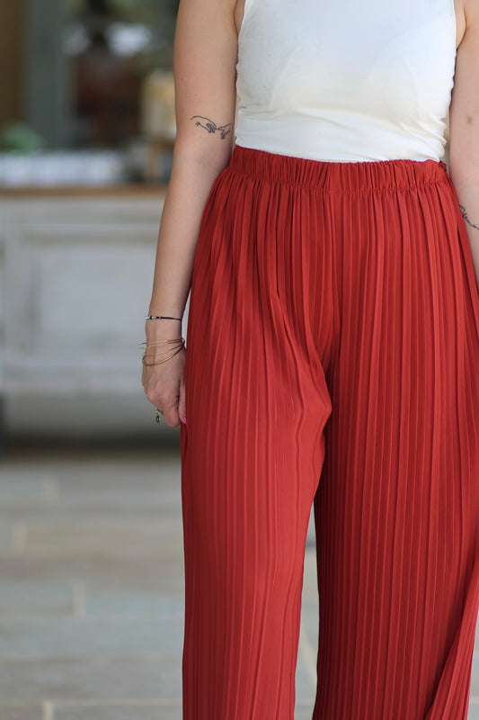 Pantalon plissé Cassandra rouille