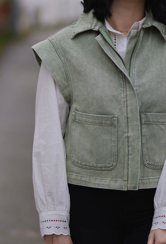 Veste kaki sans manches Alba