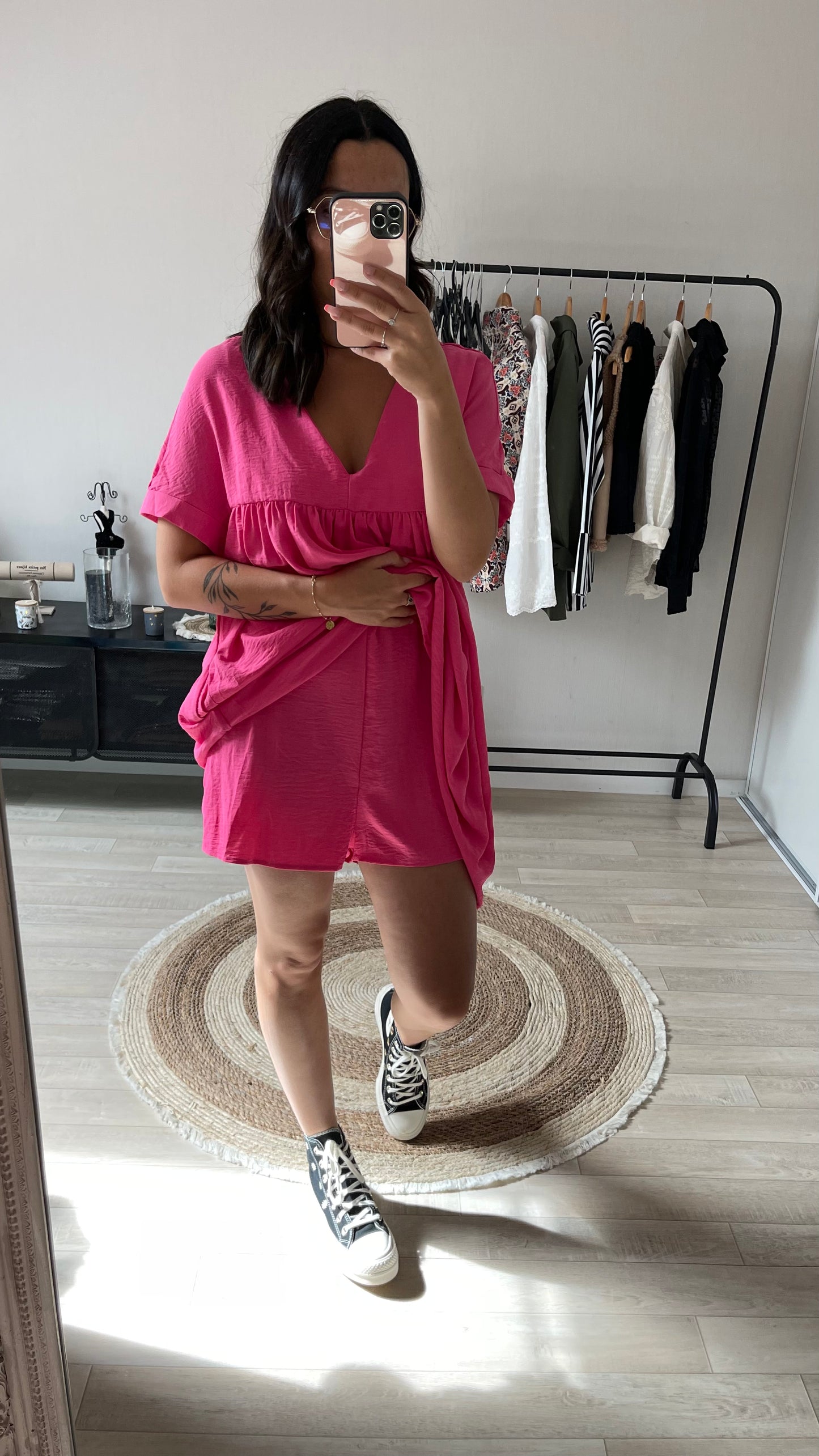 Robe short Flora rose