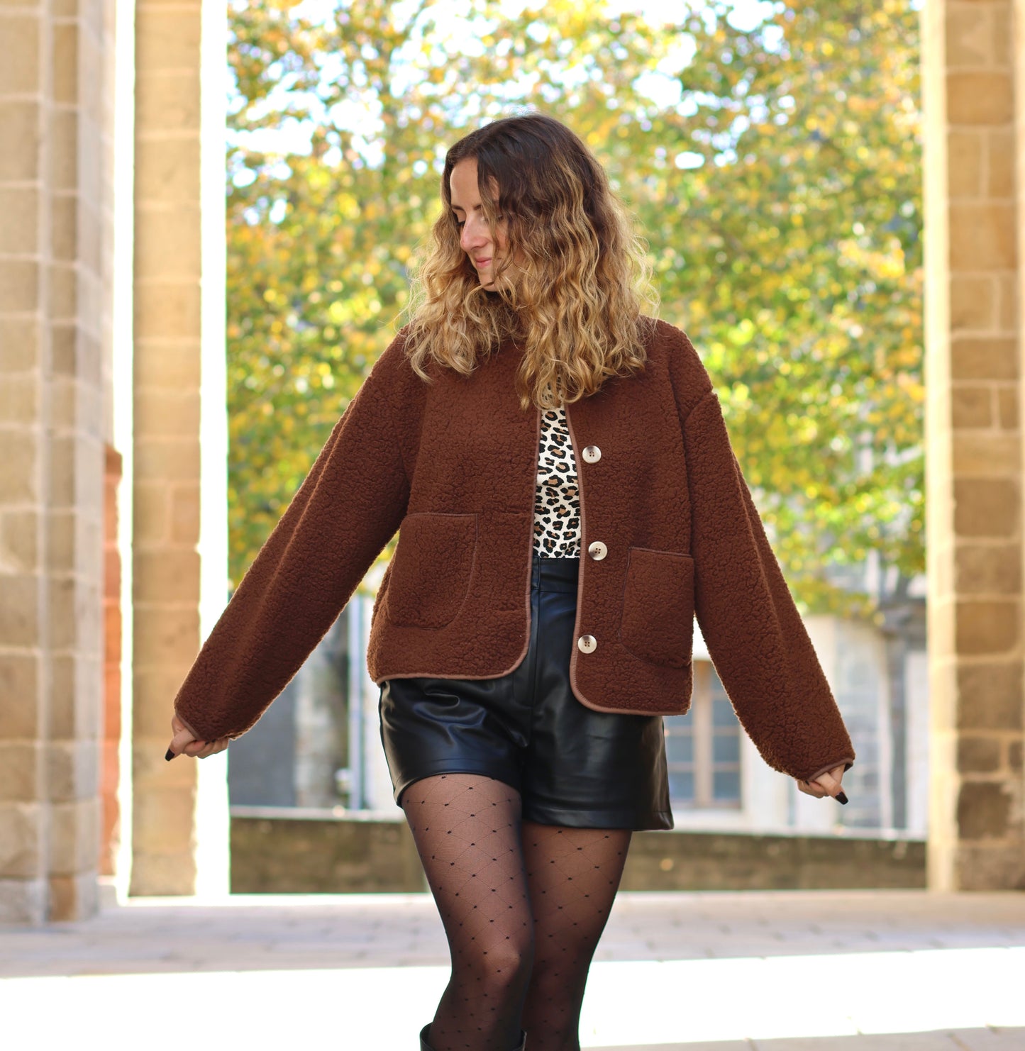 Veste moumoute marron