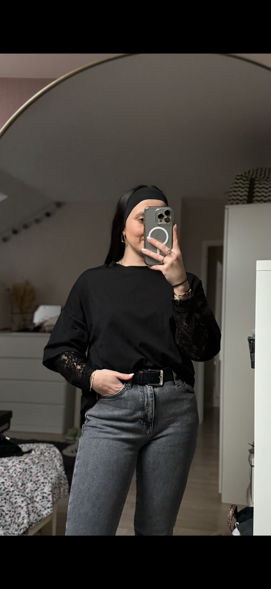 T-shirt dentelle Astrid noir