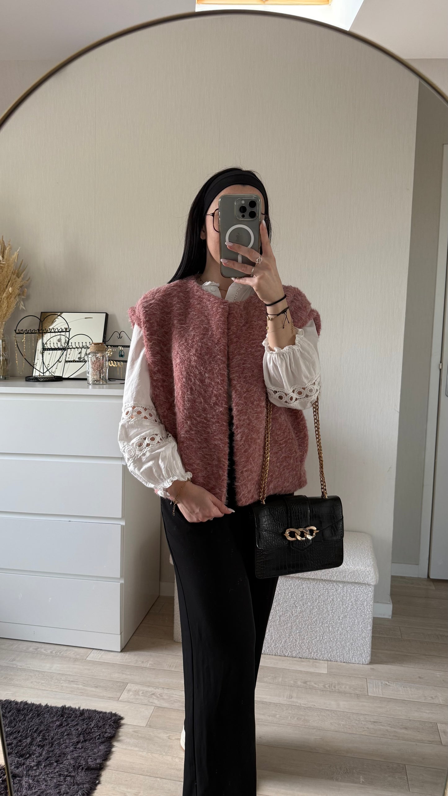 Veste sans manches vieux rose