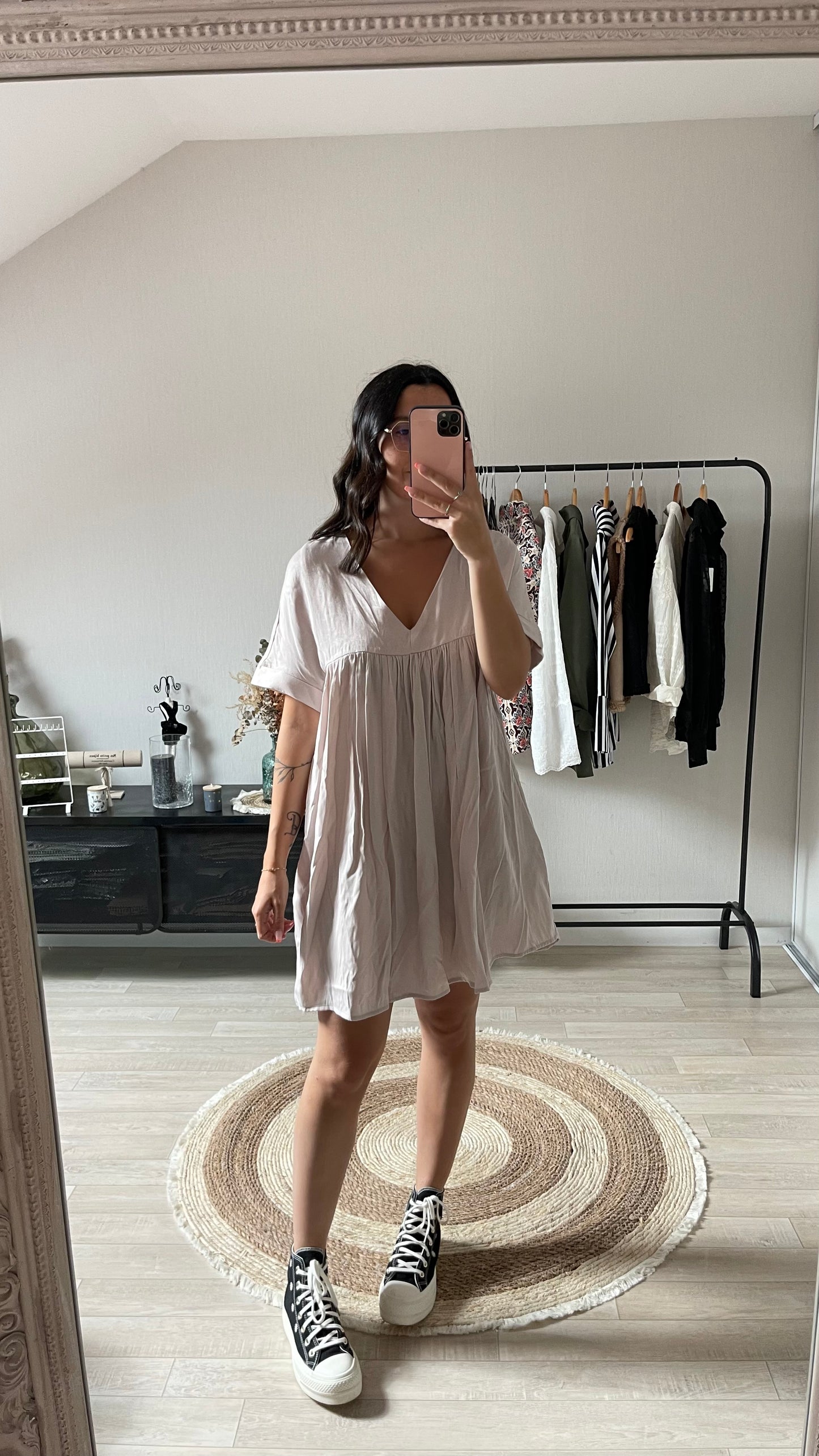 Robe short Flora beige