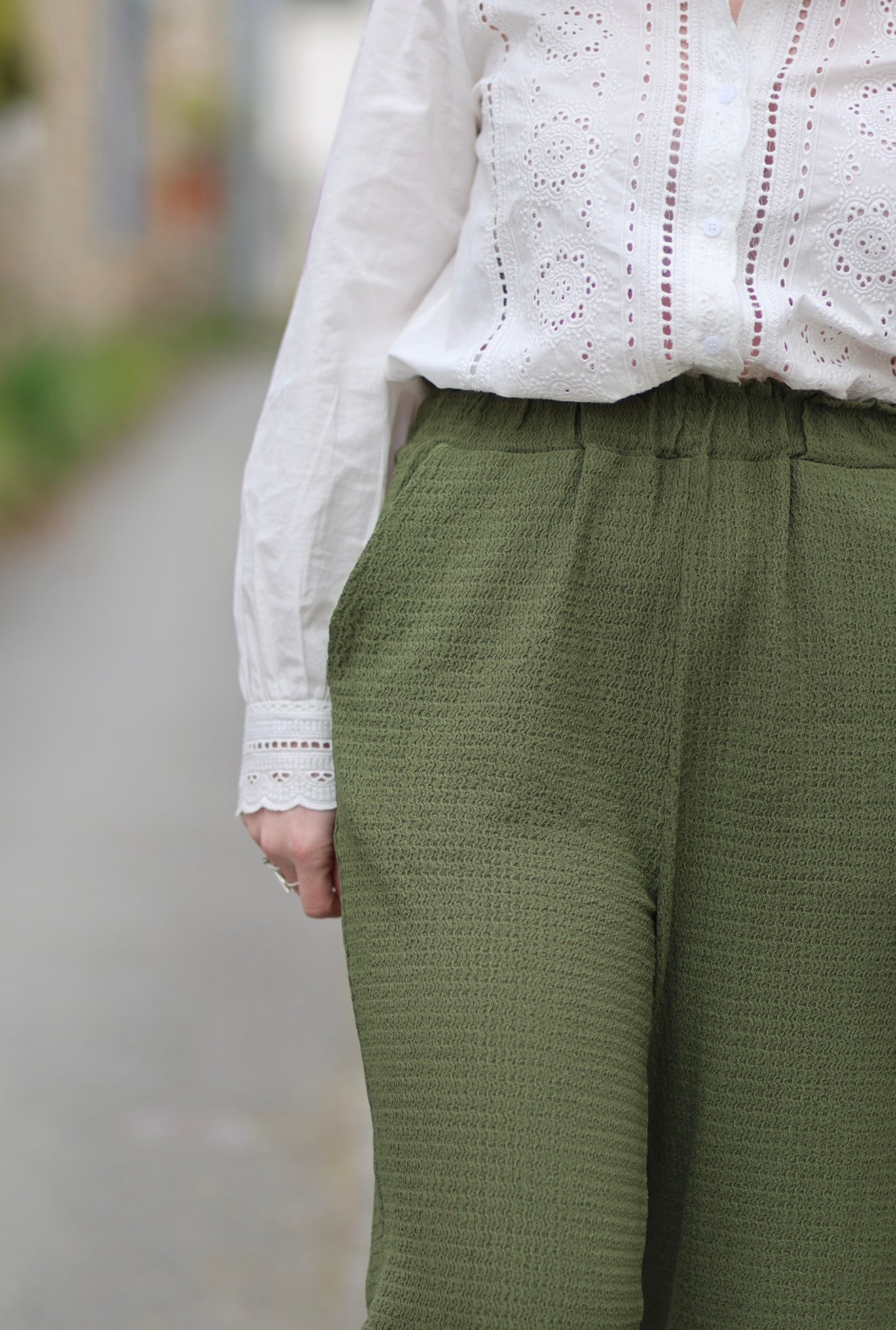 Pantalon fluide kaki Alice