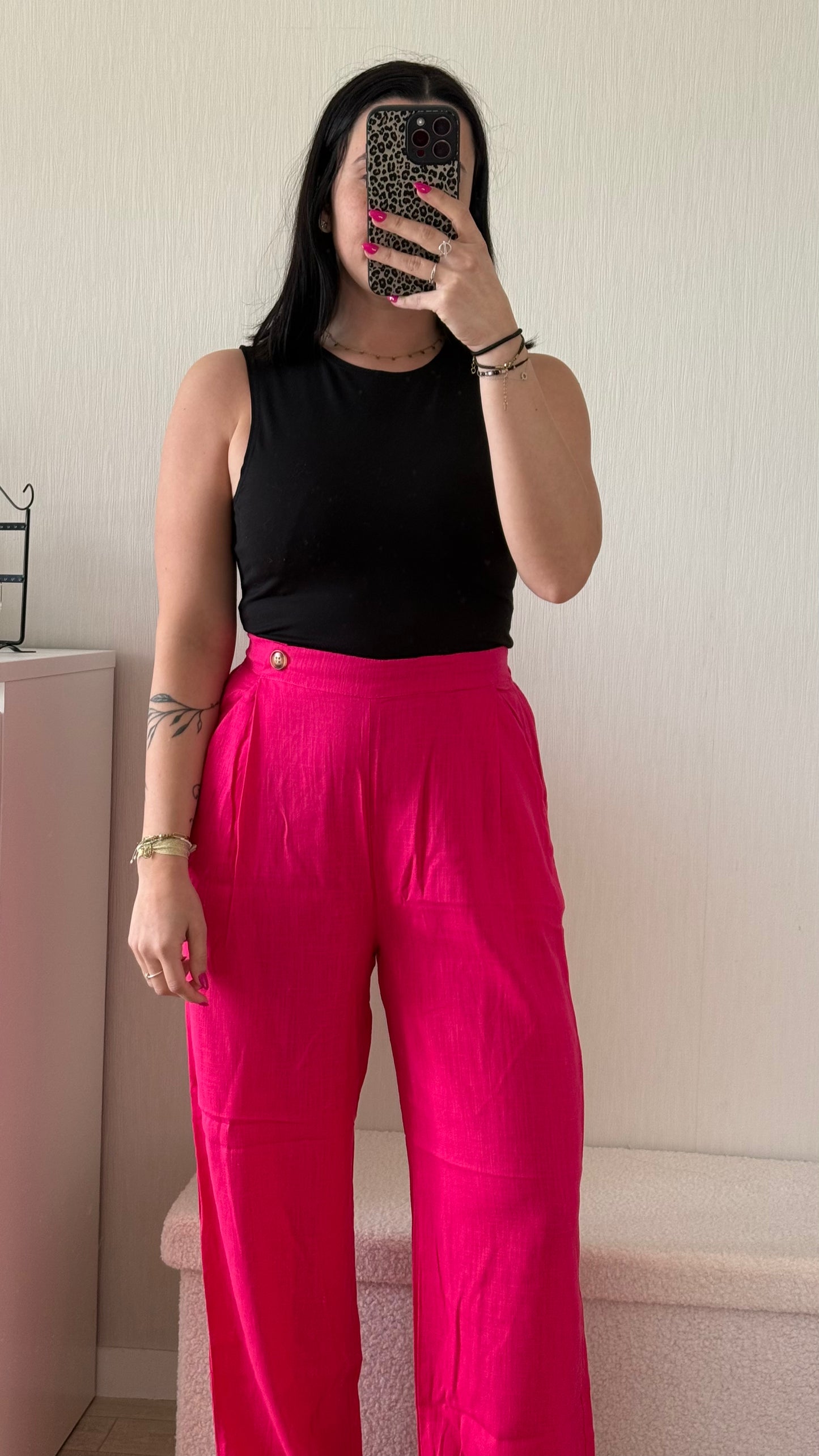 Pantalon fluide rose