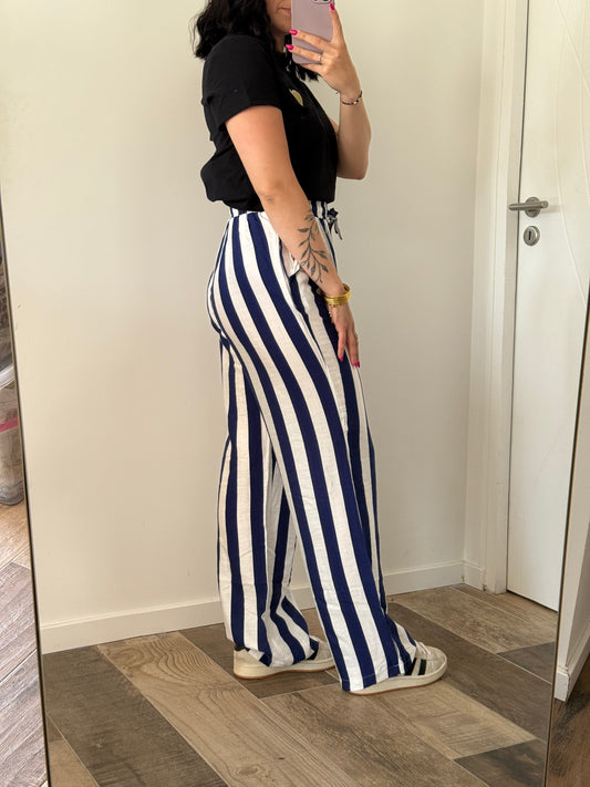 Pantalon fluide rayé