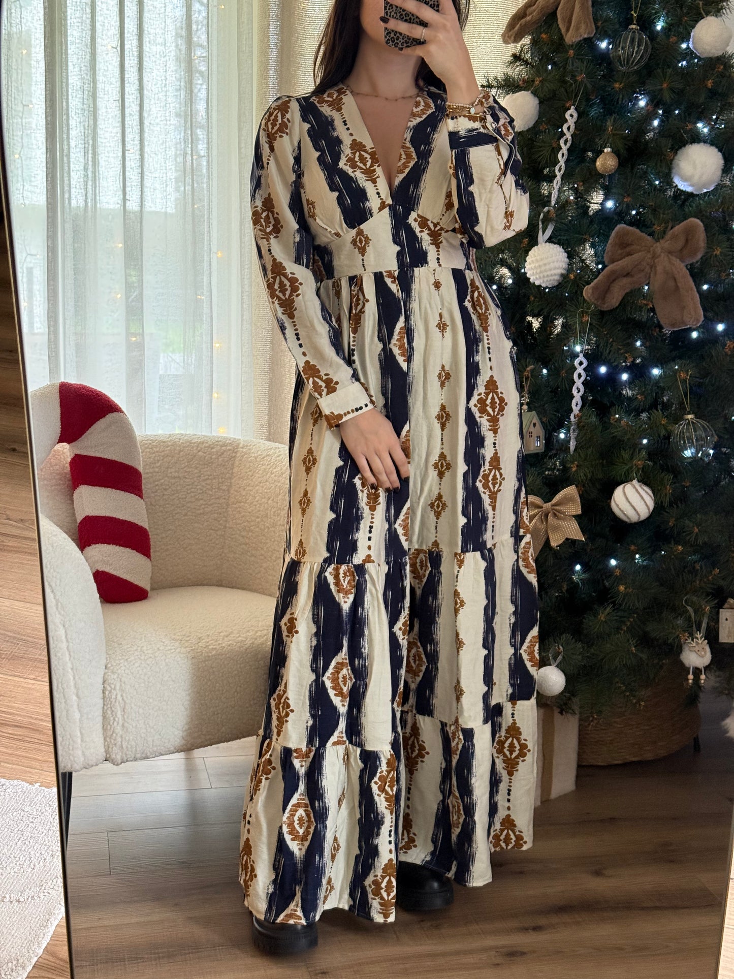 Robe longue à motifs