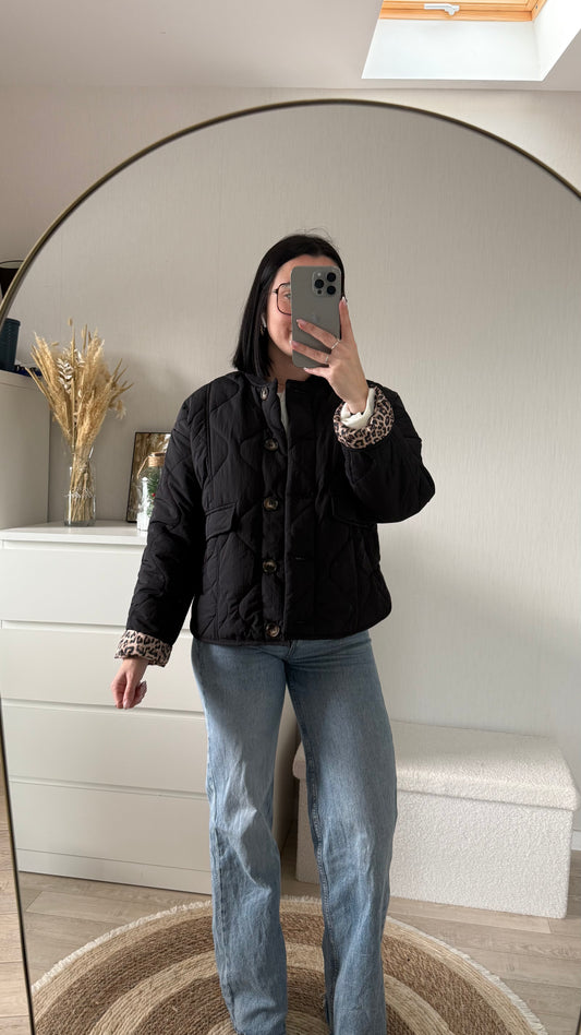 Veste noire léopard