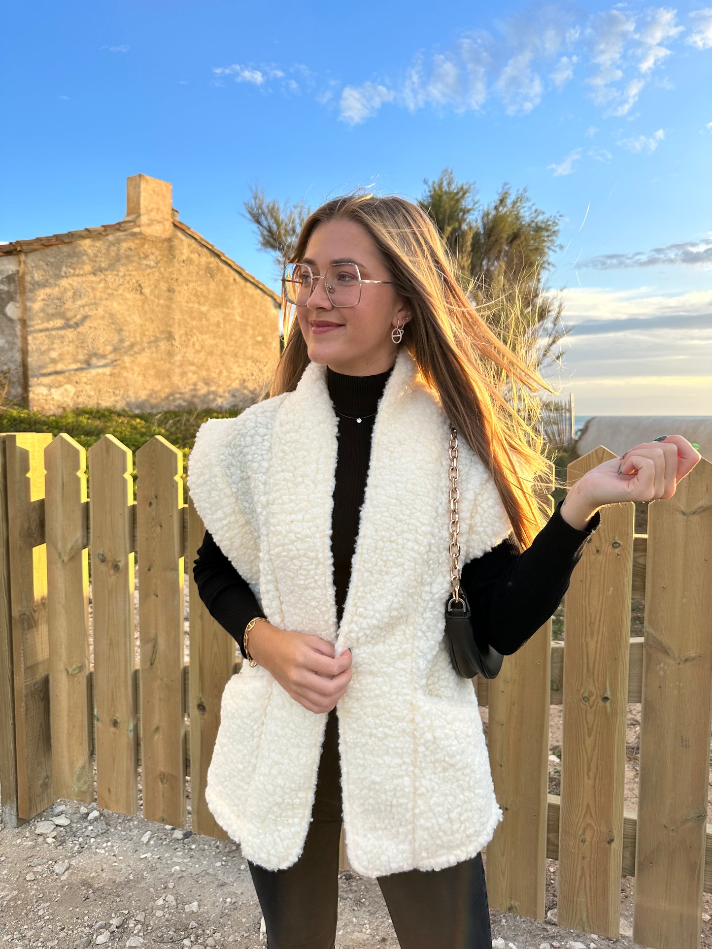 Veste sans manches Kamilia blanche