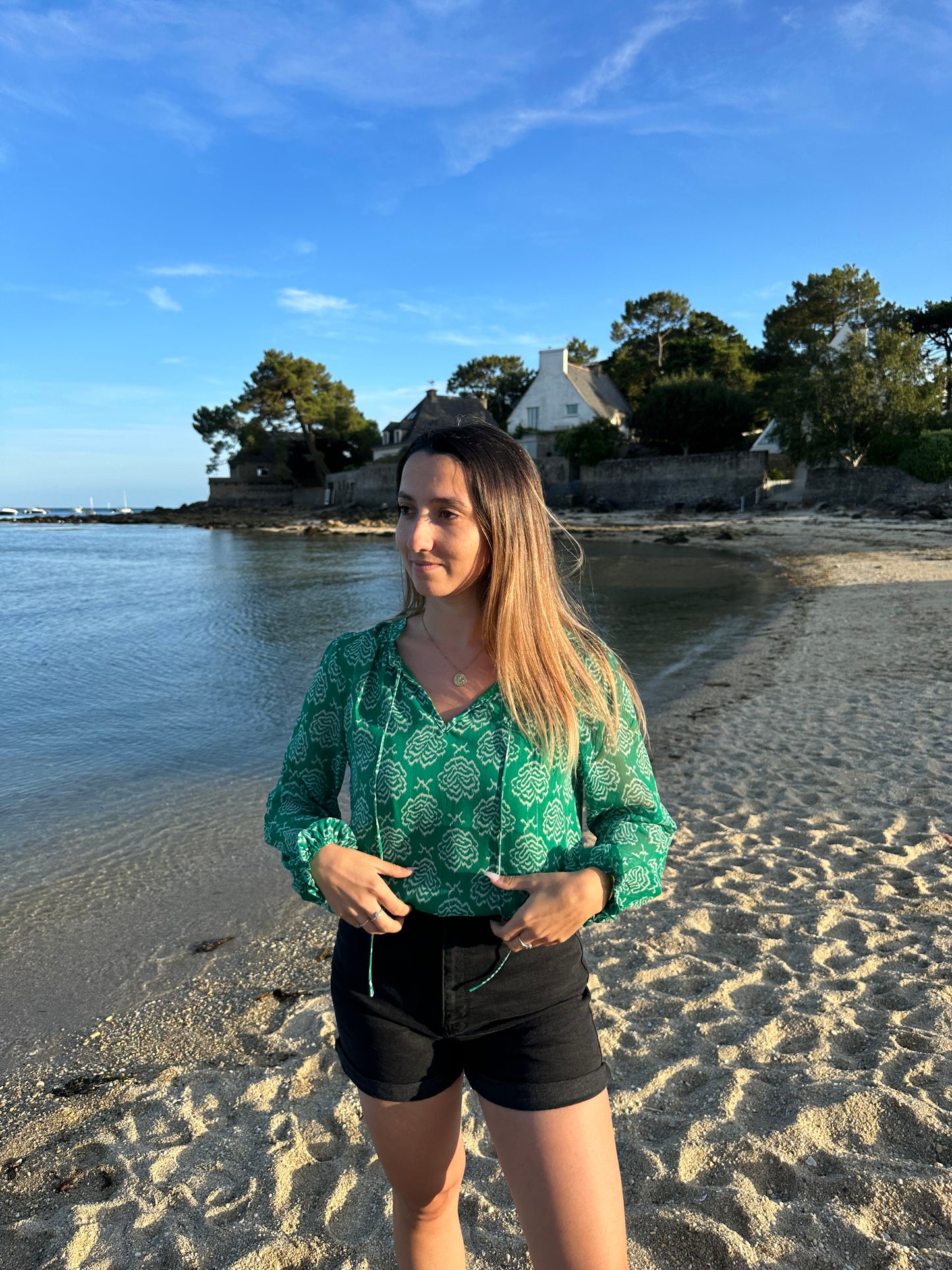 Blouse verte Glossy