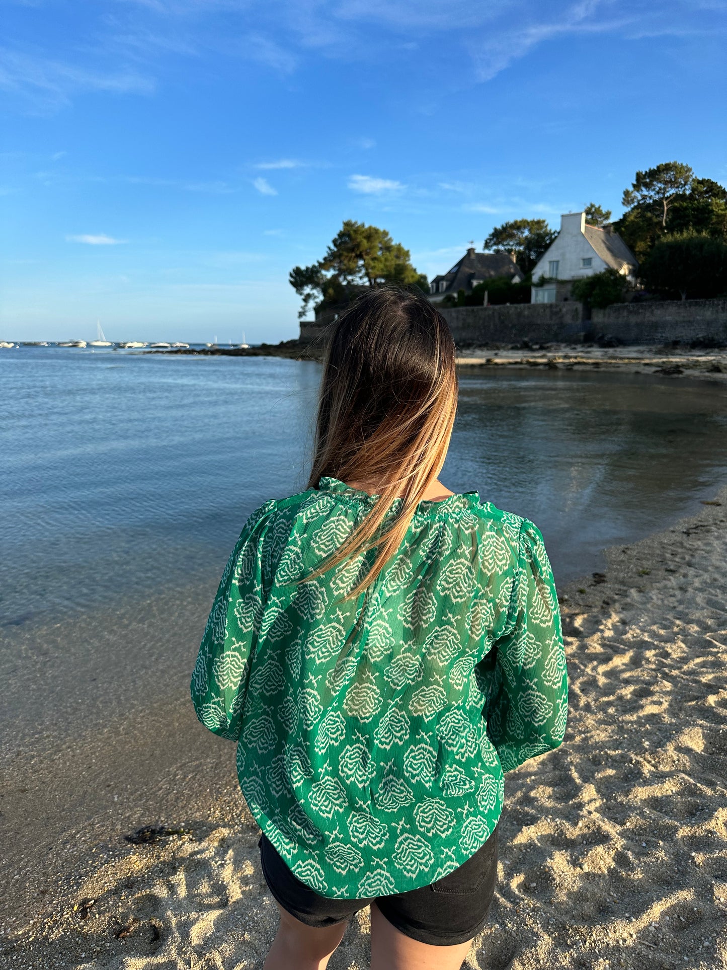 Blouse verte Glossy