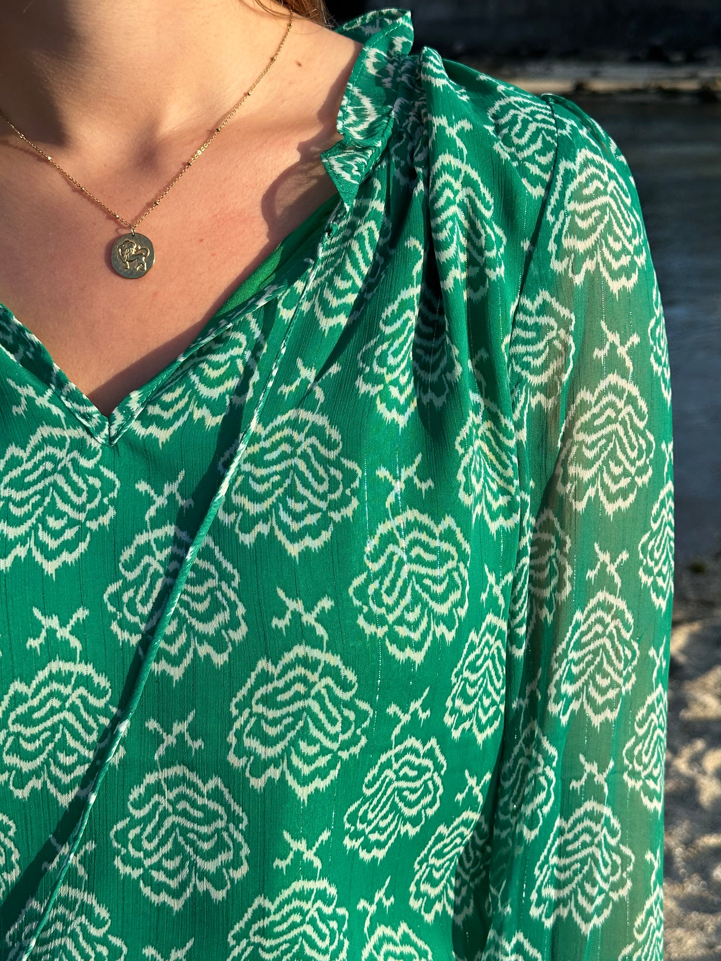 Blouse verte Glossy
