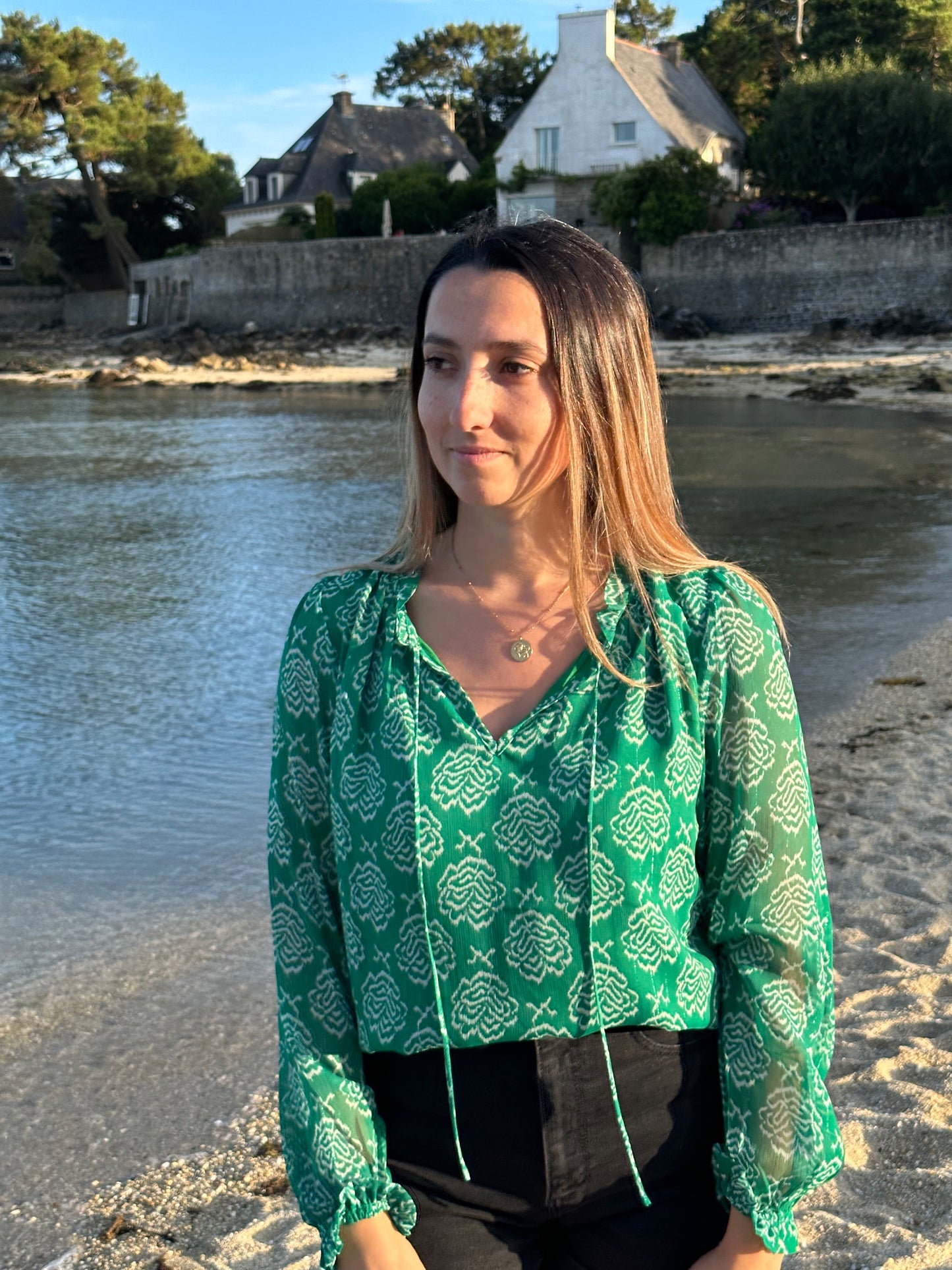Blouse verte Glossy