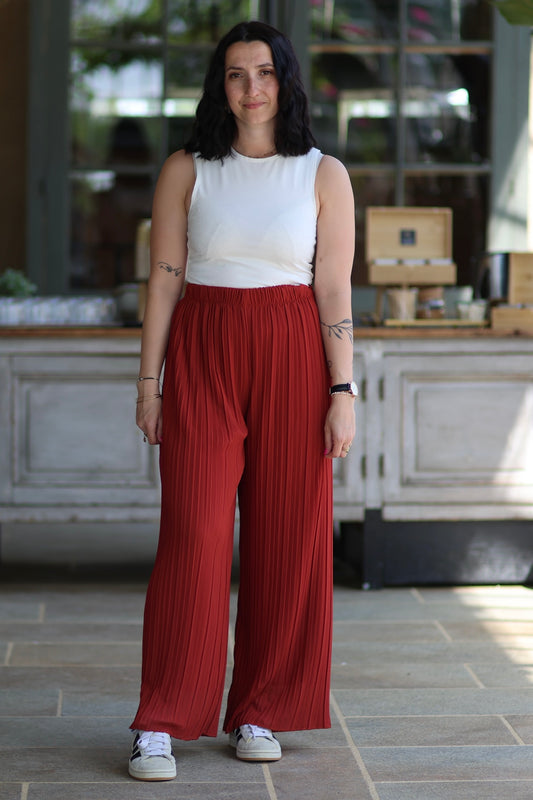 Pantalon plissé Cassandra rouille