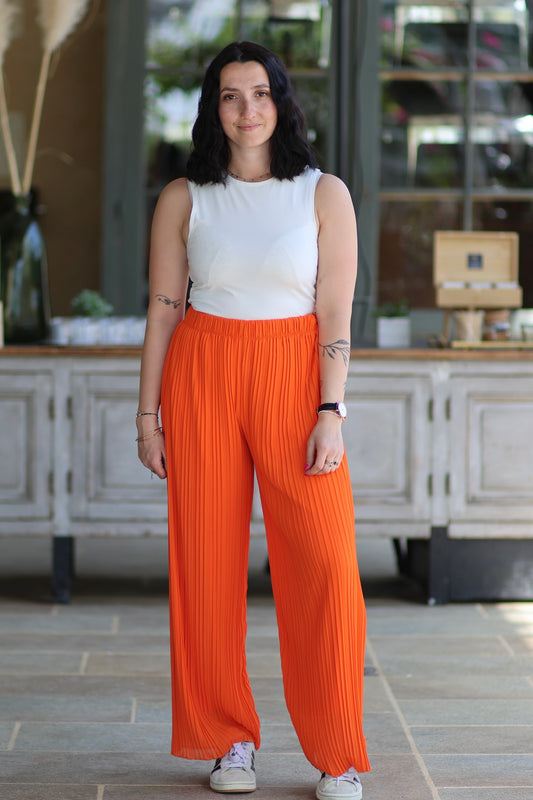 Pantalon plissé Cassandra orange