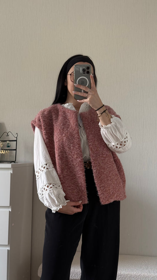 Veste sans manches vieux rose
