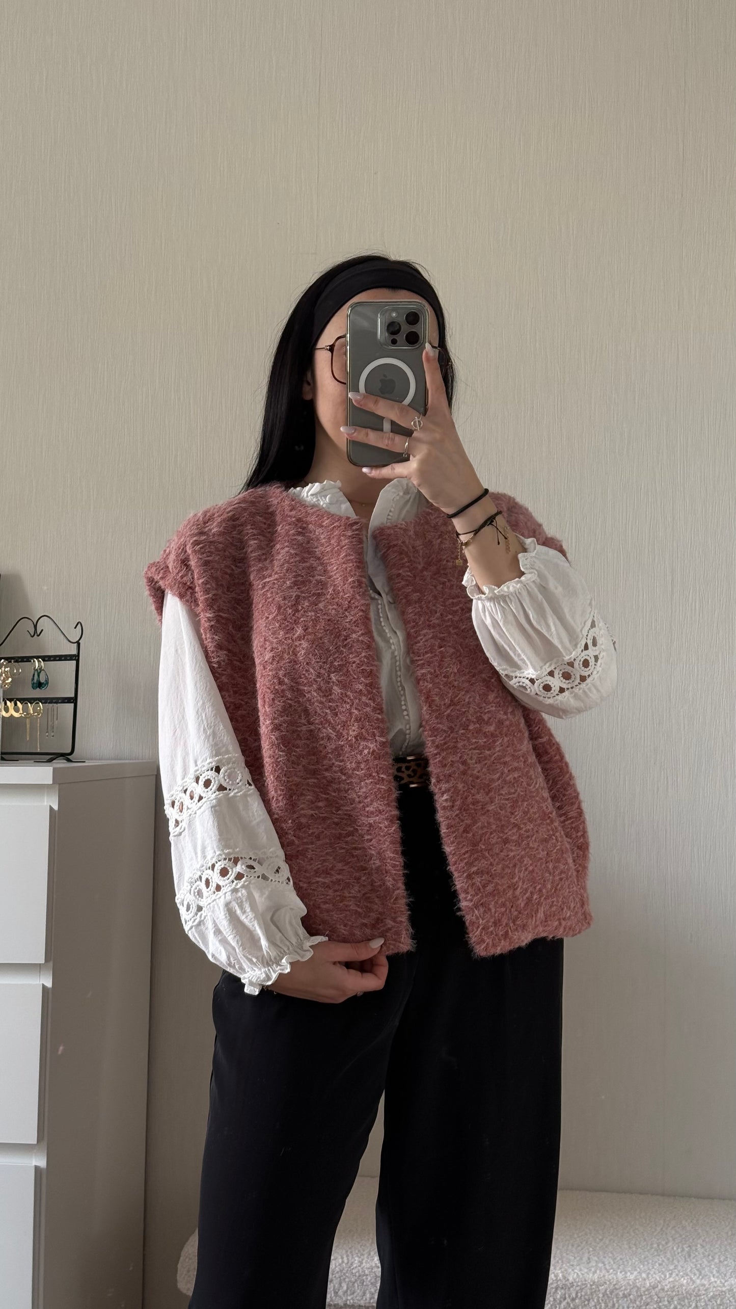 Veste sans manches vieux rose