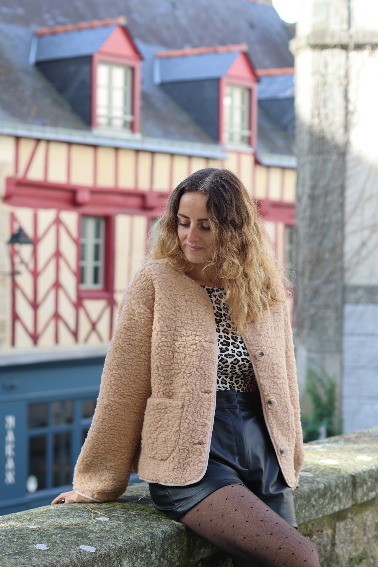 Veste moumoute beige