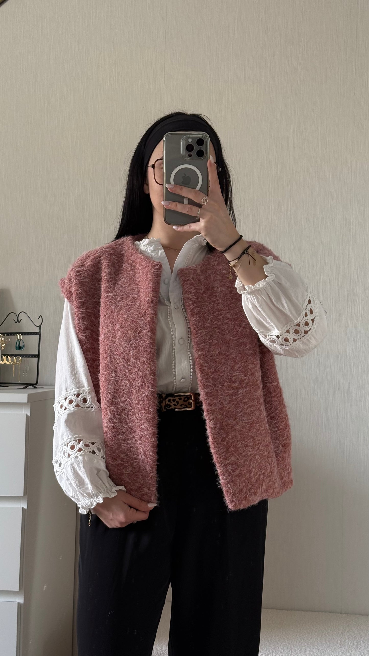 Veste sans manches vieux rose