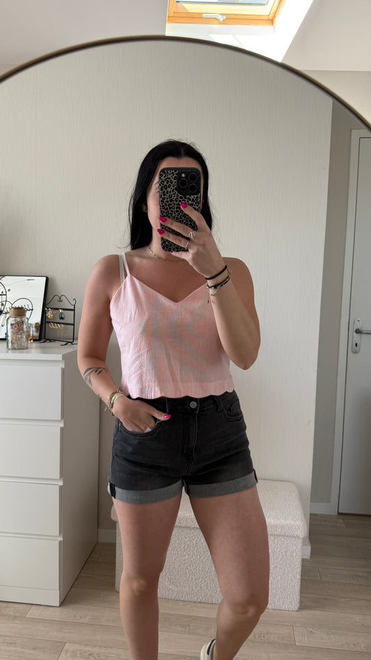 Top à bretelles rose