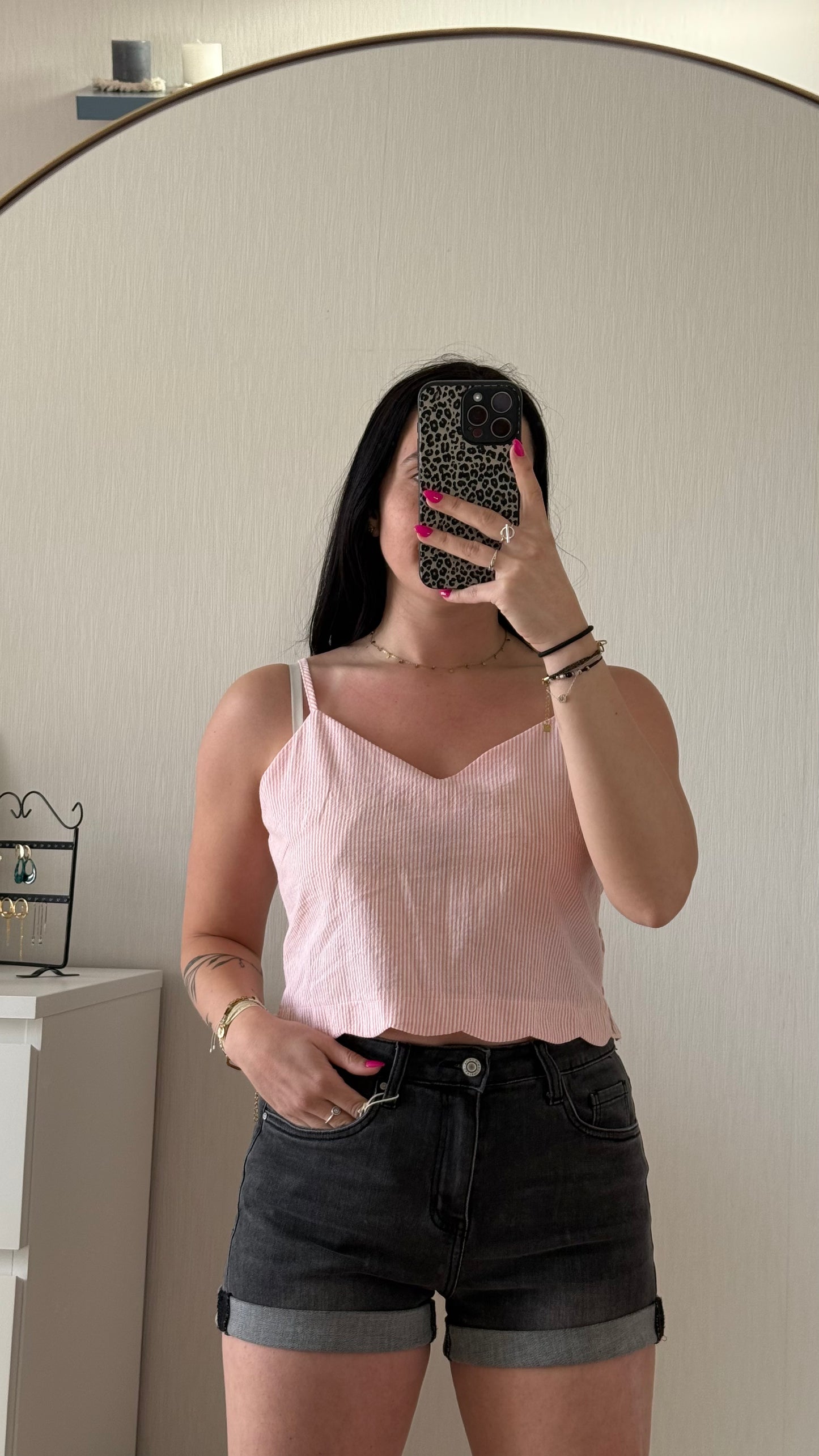 Top à bretelles rose