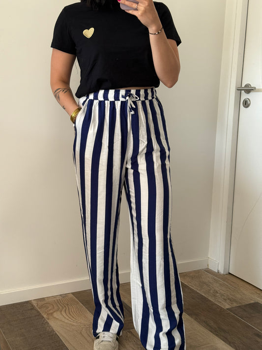 Pantalon fluide rayé