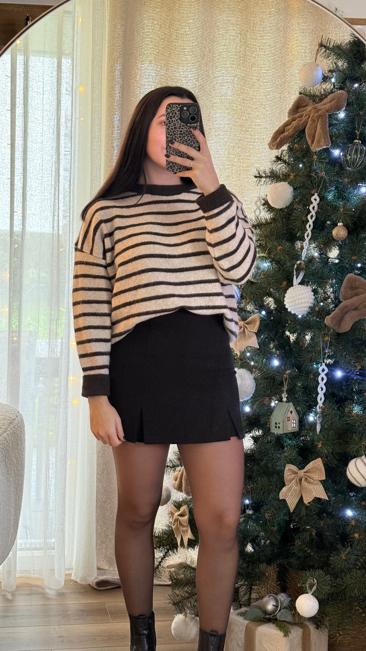 Pull a rayures marron