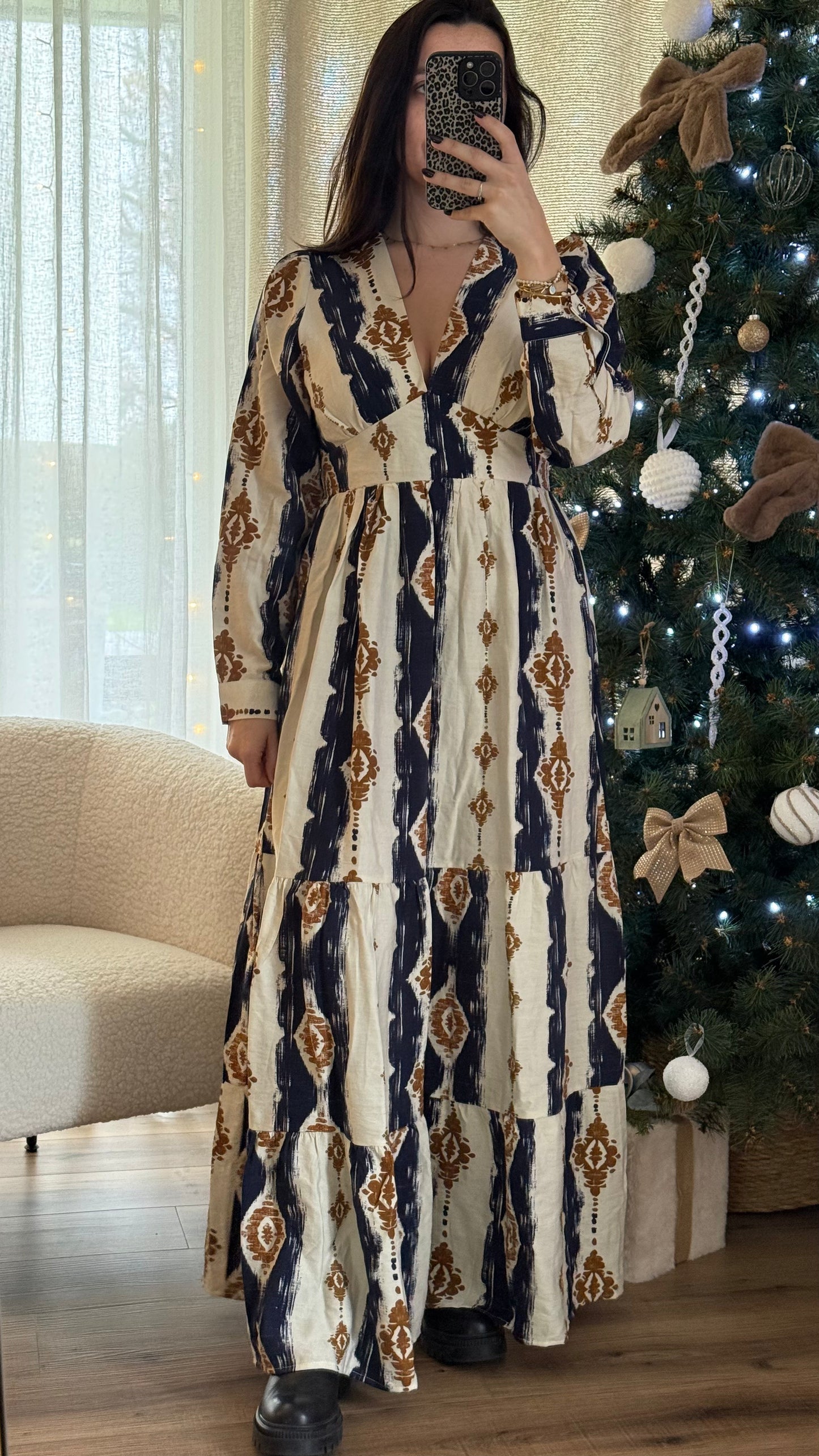 Robe longue à motifs