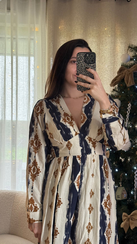Robe longue à motifs