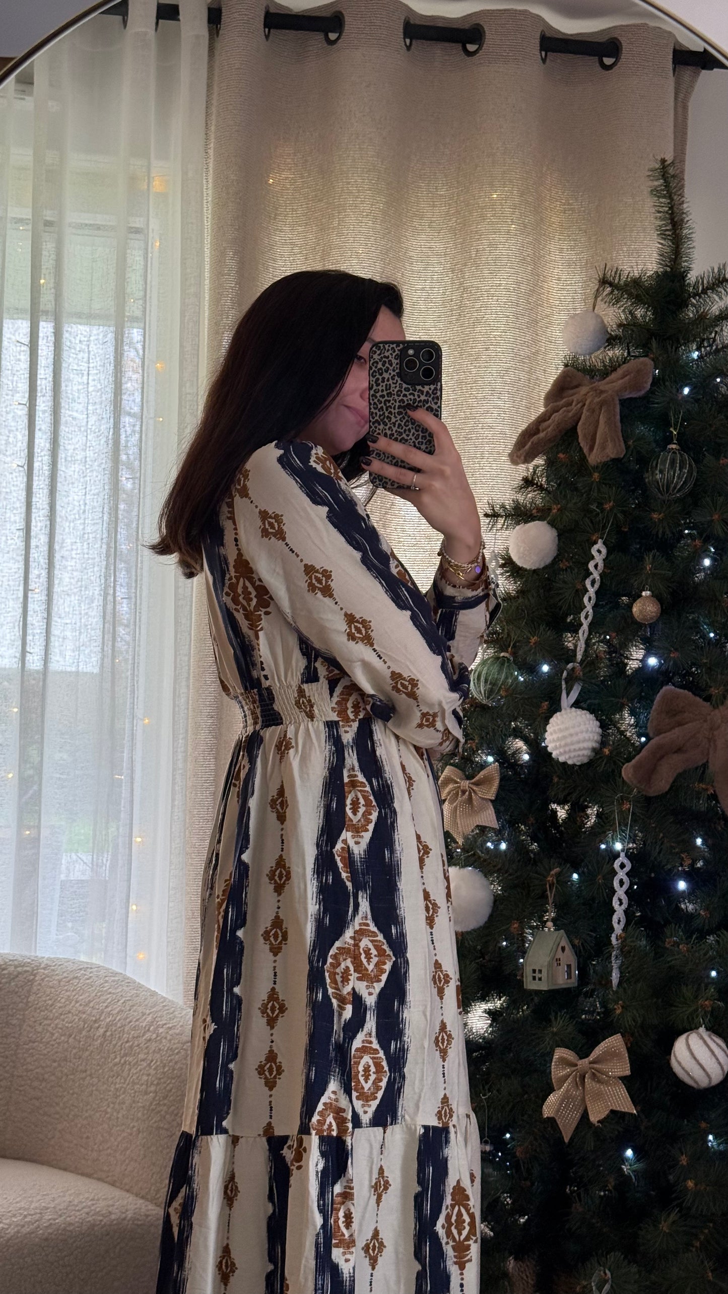 Robe longue à motifs