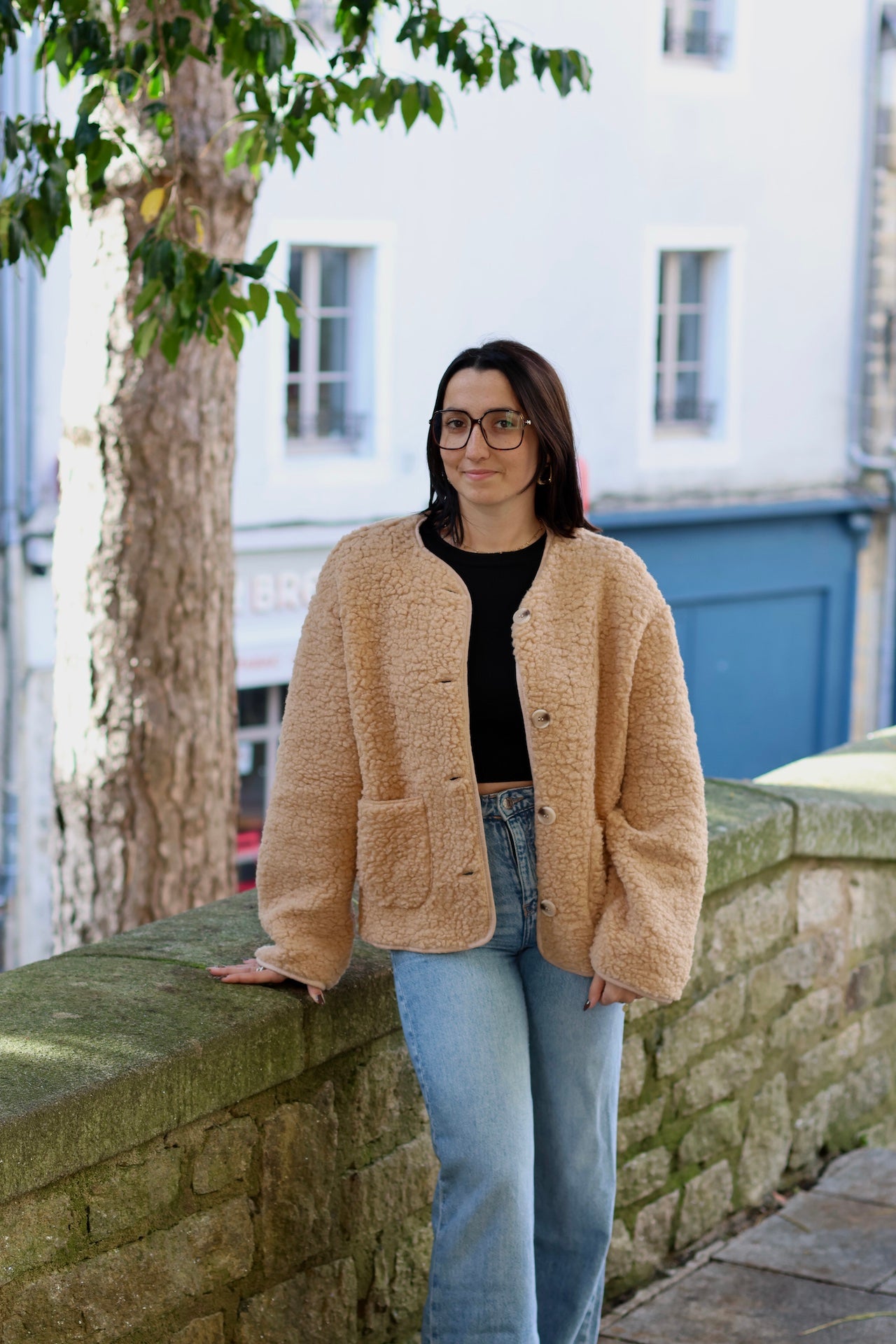 Veste moumoute beige