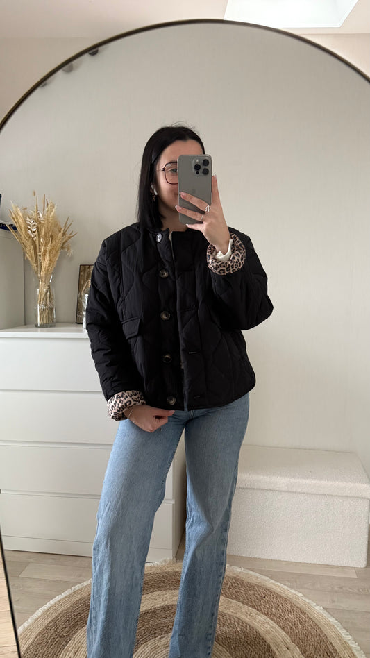 Veste noire léopard