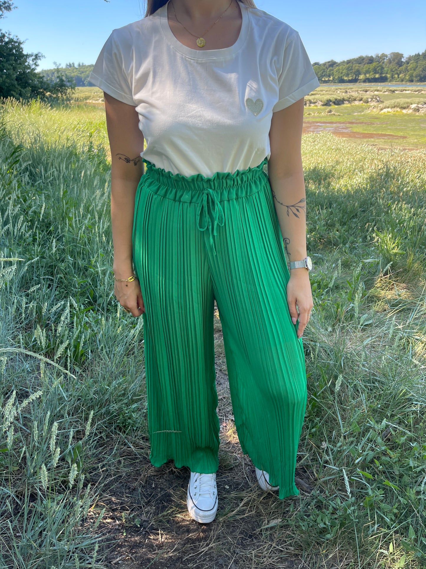 Pantalon fluide vert